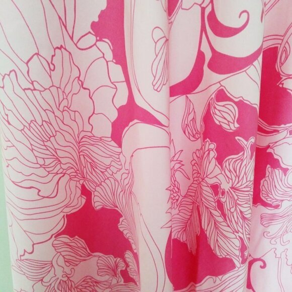 Maggie London Pink on Pink Silk Halter Circle Dress Retro Floral Femme Fun! Sz12 - Picture 2 of 8